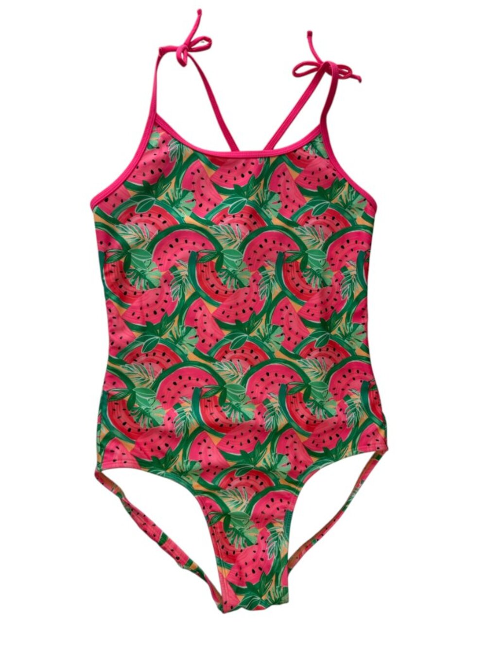 Cat & Jack Girl's Swimsuit Watermelon Print Pink / Green.  Size XL (14) Youth